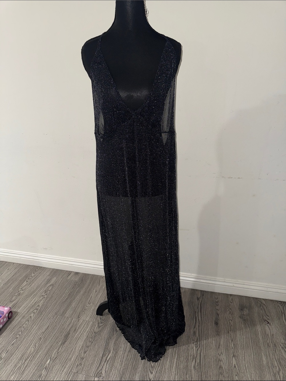 Daisy Black Sheer Sparkle Swim Coverup Maxi